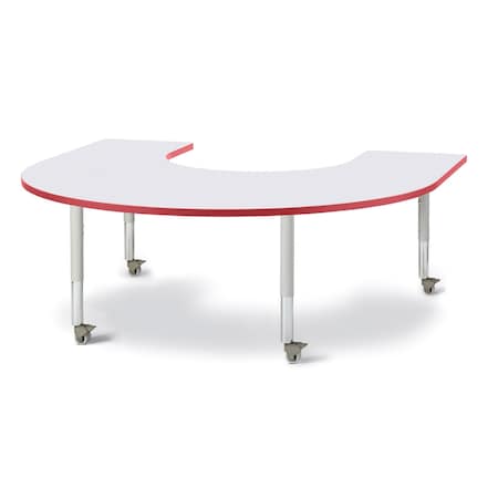 Jonti-Craft Berries Horseshoe Activity Table, 66 in. x 60 in., Mobile, Freckled Gray/Red/Gray 6445JCM008